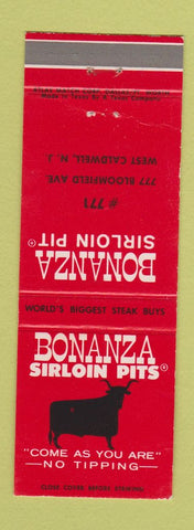 Matchbook Cover - Bonanza Sirloin Pit West Caldwell NJ