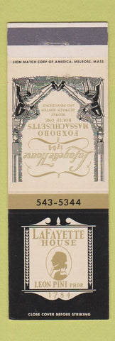 Matchbook Cover - Lafayette House Foxboro MA