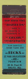 Matchbook Cover - Becks St Paul Deli Baltimore MD WEAR