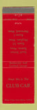 Matchbook Cover - Club Car Restaurant Boston Hingham Norwood MA WEAR