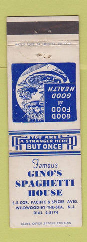 Matchbook Cover - Gino's Spaghetti House Wildwood by the Sea NJ