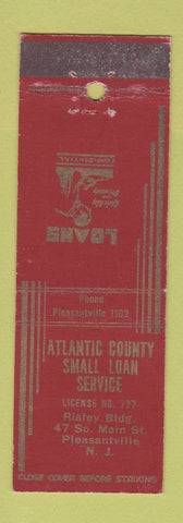 Matchbook Cover - Atlantic County Small Loans Pleasantville NJ WORN
