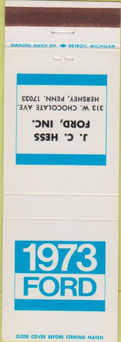Matchbook Cover - 1973 Ford JC Hess Hershey PA