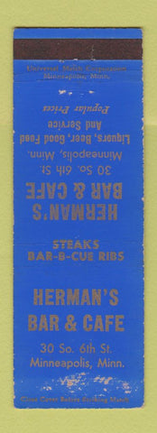Matchbook Cover - Herman's Bar Cafe Minneapolis MN BBQ
