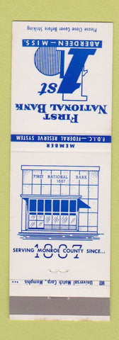 Matchbook Cover - First National Bank Aberdeen MS