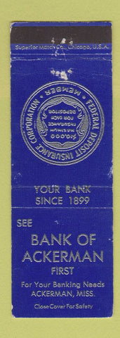 Matchbook Cover - Bank of Ackerman MS WEAR