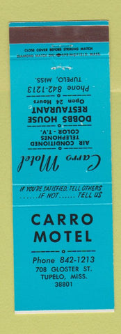 Matchbook Cover - Carro Motel Tupelo MS