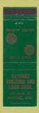 Matchbook Cover - Natchez Building and Loan Association MS