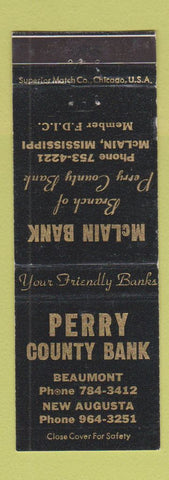Matchbook Cover - Perry County Bank McLain New Augusta Beaumont MS