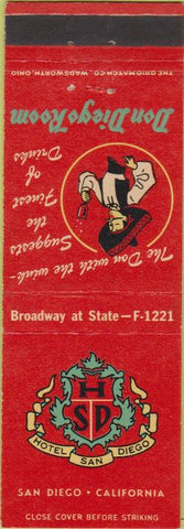 Matchbook Cover - Hotel San Diego CA Don Diego