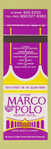 Matchbook Cover - Marco Polo Resort Hotel Miami Beach FL