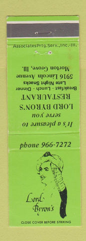 Matchbook Cover - Lord Byron's Restaurant Morton Grove IL