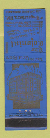 Matchbook Cover - Colonial Hotel Hagerstown MD