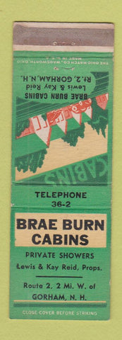 Matchbook Cover - Brae Burn Cabins Gorham NH WEAR
