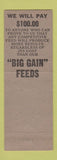 Matchbook Cover - Big Gain Feeds West Union IA Mankato MN