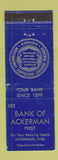 Matchbook Cover - Bank of Ackerman MS WEAR