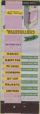 Matchbook Cover - Hotel Continental Kanasas City MO