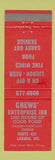 Matchbook Cover - Crews' Enterprise Inn Lanham MD Italian