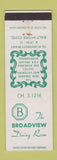 Matchbook Cover - Broadview Dining Room Baltimore MD