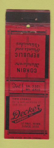 Matchbook Cover - Decker Hardware St Paul MN WEAR