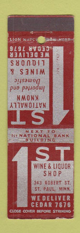 Matchbook Cover - 1st Wine Liquor St Paul MN WEAR