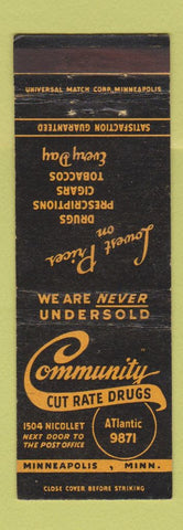 Matchbook Cover - Community Cut Rate Drug Minneapolis MN