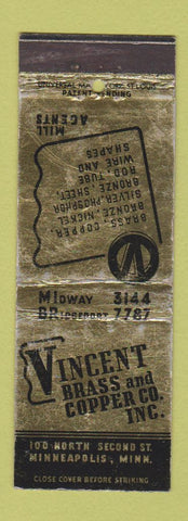 Matchbook Cover - Vincent Brass Copper Minneapolis MN WORN