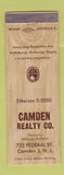 Matchbook Cover - Camden Real Estate NJ