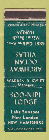 Matchbook Cover - Archway Ocean Villas Miami Beach FL New London NH WEAR