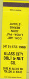 Matchbook Cover - Glass City Bolt Nut Toledo OH