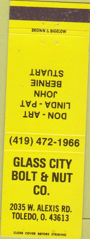Matchbook Cover - Glass City Bolt Nut Toledo OH