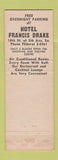 Matchbook Cover - Hotel Francis Drake Minneapolis MN