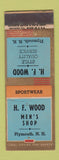 Matchbook Cover - HF Wood Men's Shop Plymouth NH ADVANCE