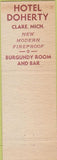 Matchbook Cover - The Doherty Hotel Clare MI