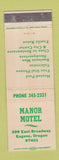 Matchbook Cover - Manor Motel Eugene OR