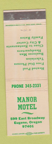 Matchbook Cover - Manor Motel Eugene OR
