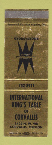 Matchbook Cover - International King's Table Restaurant Corvallis OR WORN