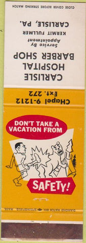 Matchbook Cover - Carlisle Hopital Barber Shop PA