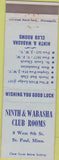 Matchbook Cover - Ninth Wabasha Club Rooms St Paul MN