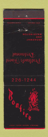 Matchbook Cover - Bonfire Restaurant Portland OR