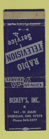 Matchbook Cover - Biskey's Radio TV Service Sheridan OR