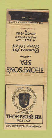 Matchbook Cover - Thompson's Spa Boston MA POOR STRIKER