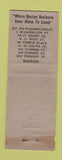 Matchbook Cover - Thompson's Spa Boston MA POOR STRIKER