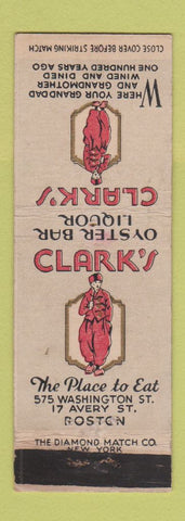 Matchbook Cover - Clark's Oyster Bar Boston MA
