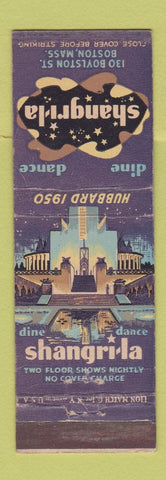 Matchbook Cover - Shangri La Boston MA WEAR
