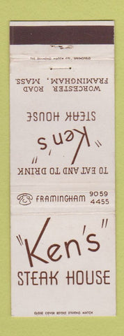 Matchbook Cover - Ken's Steak House Framingham MA