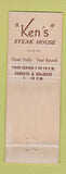 Matchbook Cover - Ken's Steak House Framingham MA
