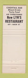 Matchbook Cover - Lyn's Restaurant North Adams MA WEAR
