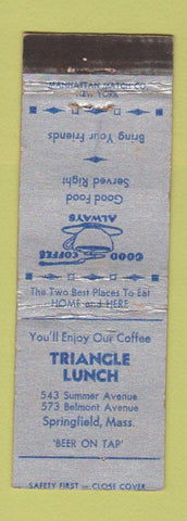 Matchbook Cover - Triangle Lunch Springfield MA WEAR