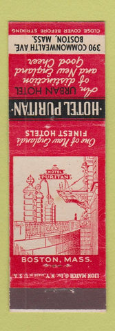 Matchbook Cover - Hotel Puritan Boston MA #2